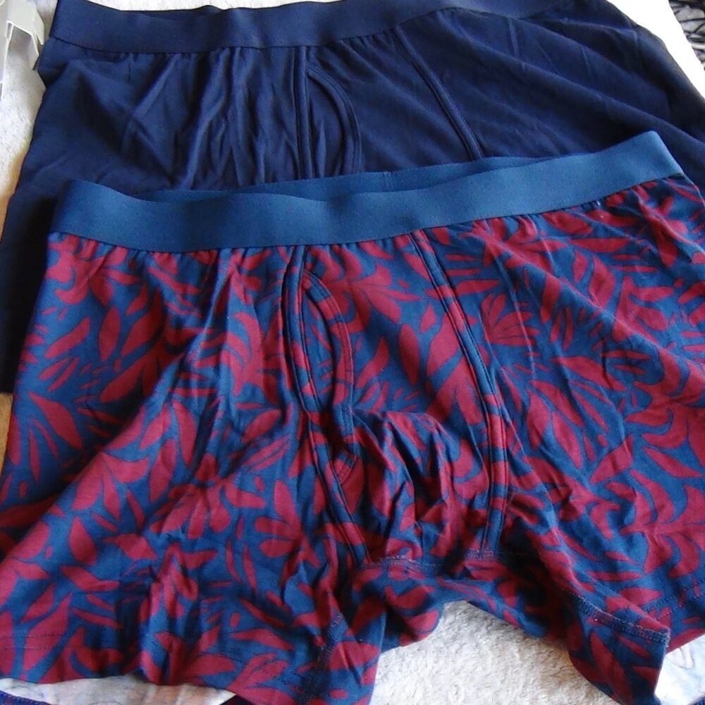 4 pair 2 PK Goodfellow  Co. Men's Floral/Navy Boxer Briefs Tagless Large 36-38